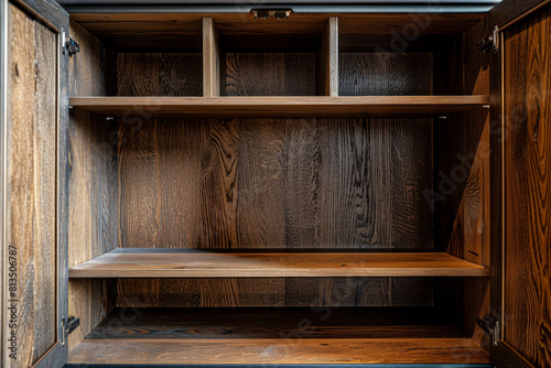 Closeup shot of an opened cabinet, it is empty 
