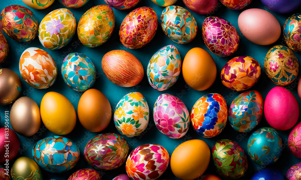 Beautiful Easter eggs for the holiday. Selective focus.