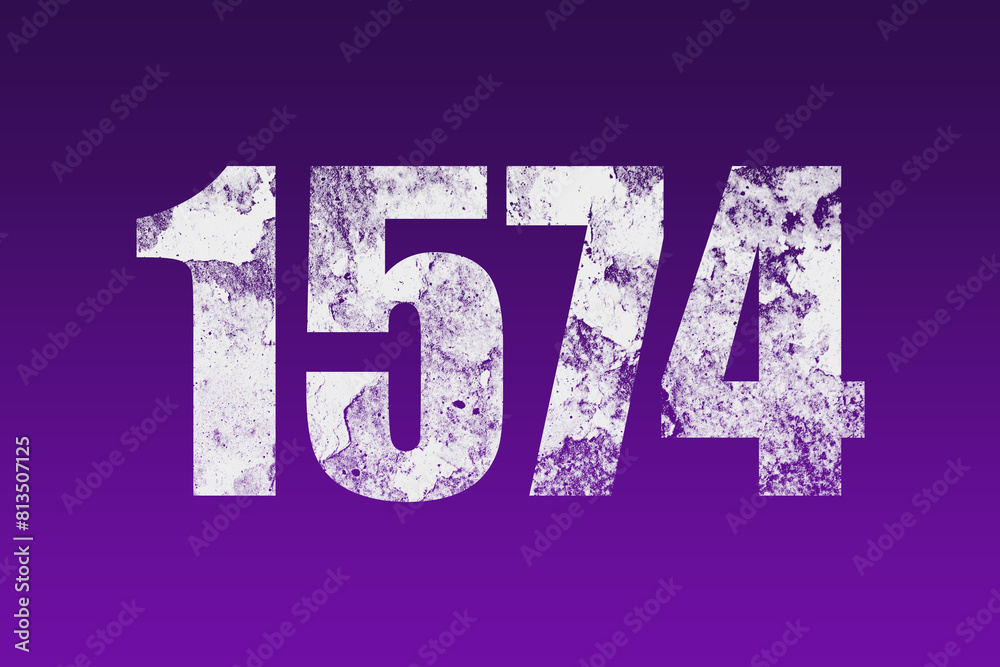 flat white grunge number of 1574 on purple background. flat white grunge number of 1574 on purple background.