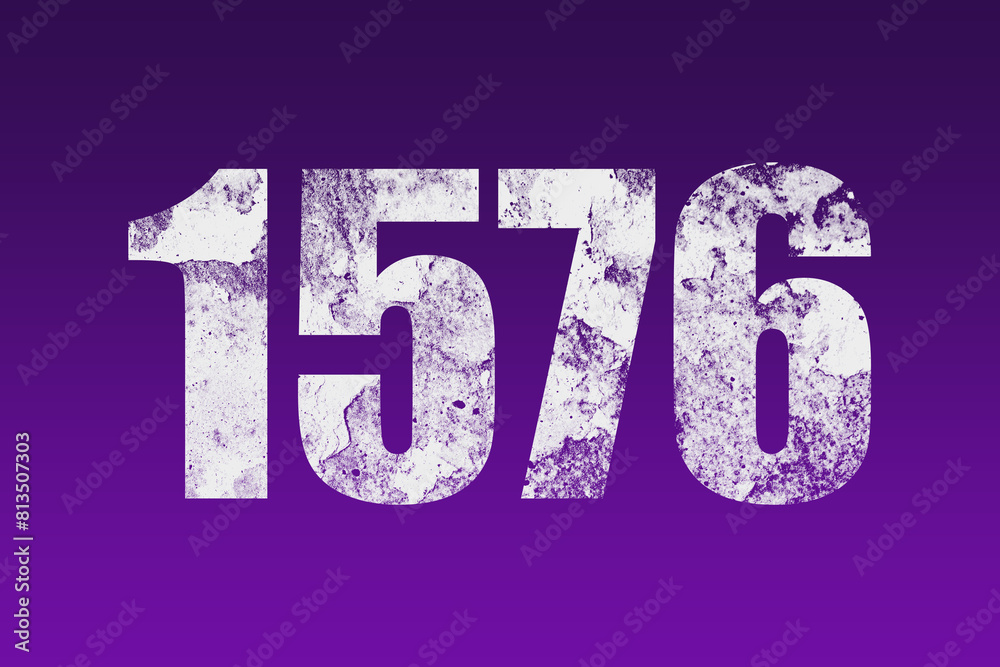 flat white grunge number of 1576 on purple background. flat white grunge number of 1576 on purple background.