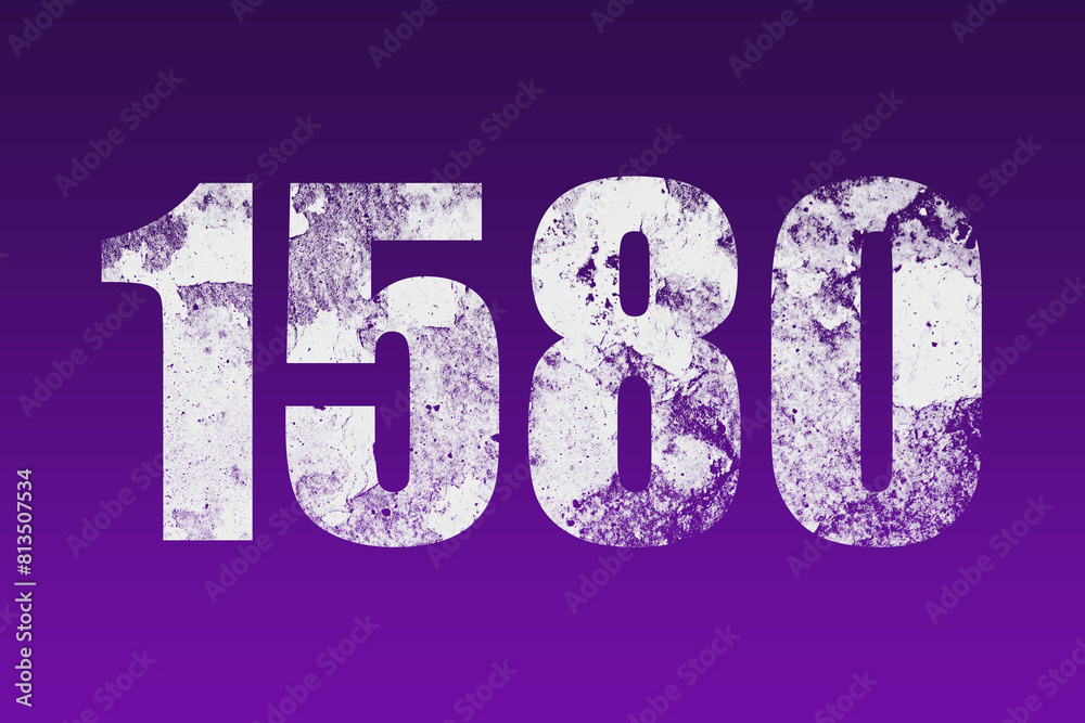 flat white grunge number of 1580 on purple background. flat white grunge number of 1580 on purple background.