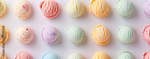 Assorted Colorful Ice Cream Scoops Aerial View