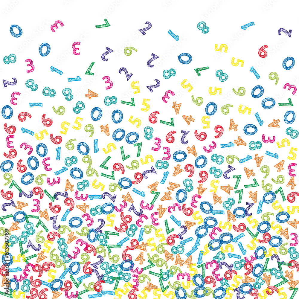 Flying latin letters. Colorful childish scattered Flying latin letters. Colorful childish scattered