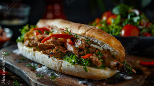 Kebab Sandwich with Fresh Veggies and Grilled Meat