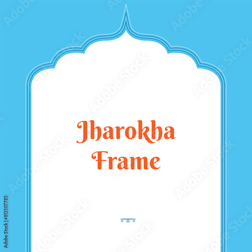 Jharokha vector illustration. Window architecture illustrations. Jharoka with Flying Birds. Rajasthani style Line art arch stroke vector. Ornament festival template islamic and hindu both