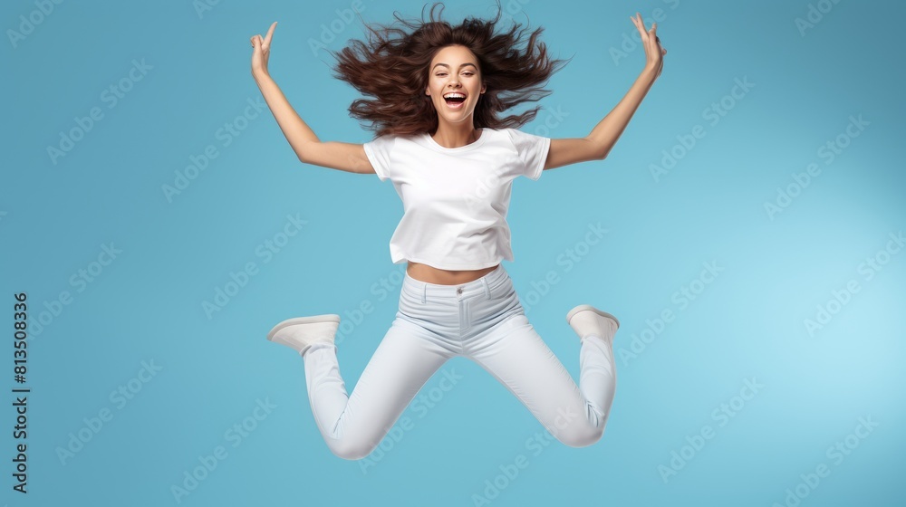free happy woman doing a big jump isolated free happy woman doing a big jump isolated