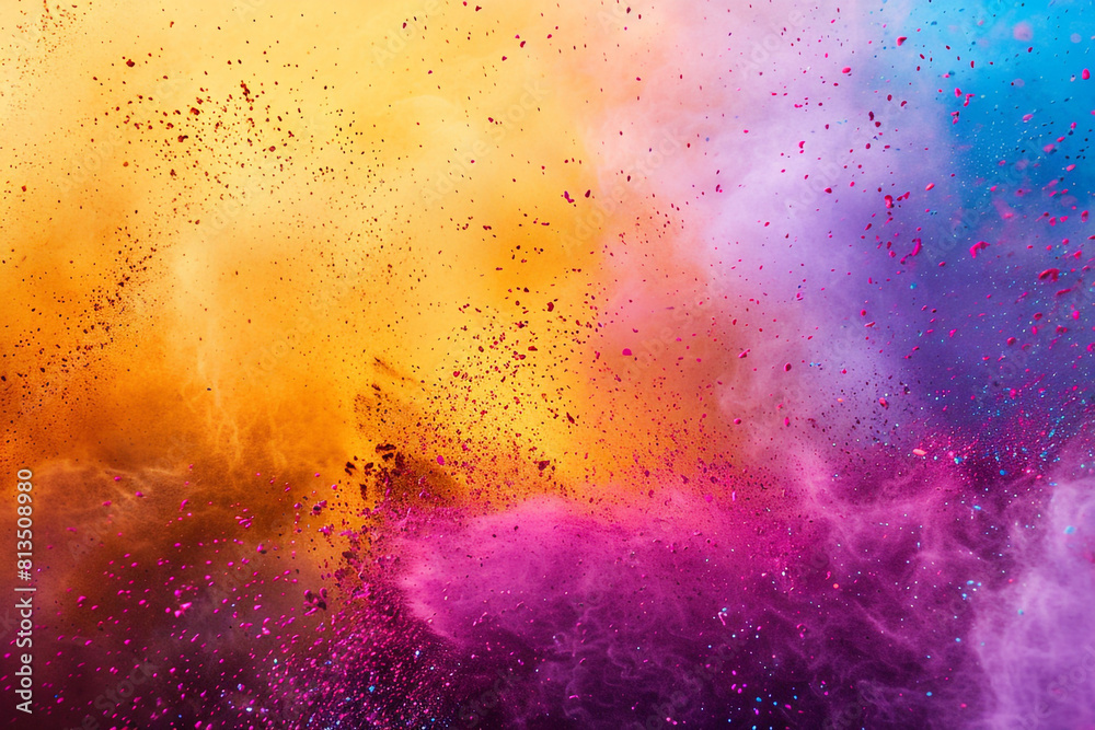 A picture of splash of colour powder in a holi festival in india , AI generate A picture of splash of colour powder in a holi festival in india , AI generate