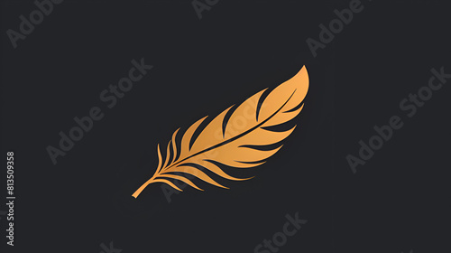 Flat initial  K letter with feather pen logo design .Generative AI photo