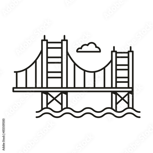 San Francisco Golden Gate Bridge Line Icon (ID: 813509380)