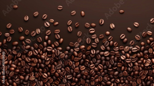 Close-up view of falling coffee beans against a dark background.