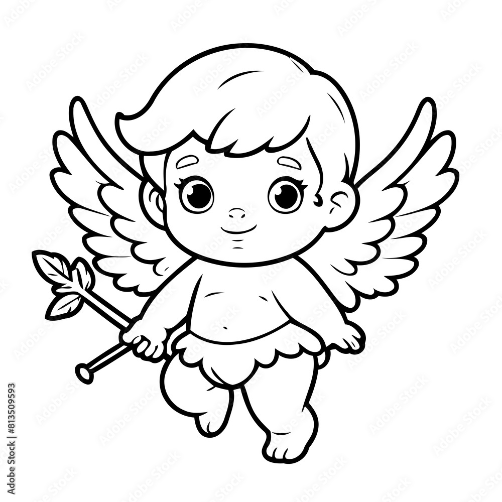 Cute vector illustration cupid for toddlers colouring page Cute vector illustration cupid for toddlers colouring page