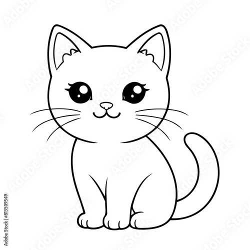 Simple vector illustration of cat for children colouring activity