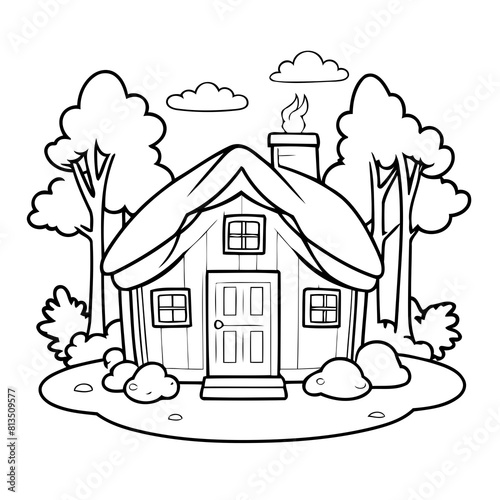 Simple vector illustration of cozy for children colouring activity