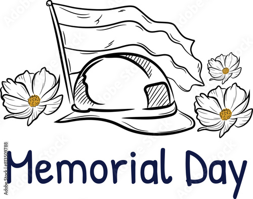 Hand drawn Germany memorial day illustration, tamplet commemorating independence day