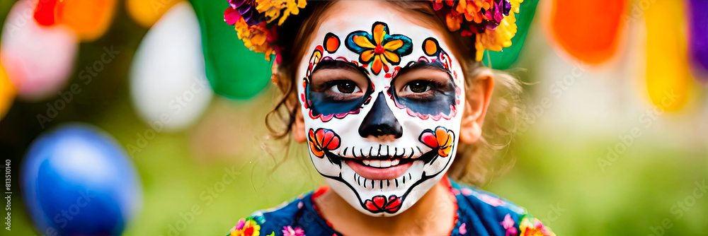 Fototapeta premium People at the Day of the Dead festival. Selective focus.