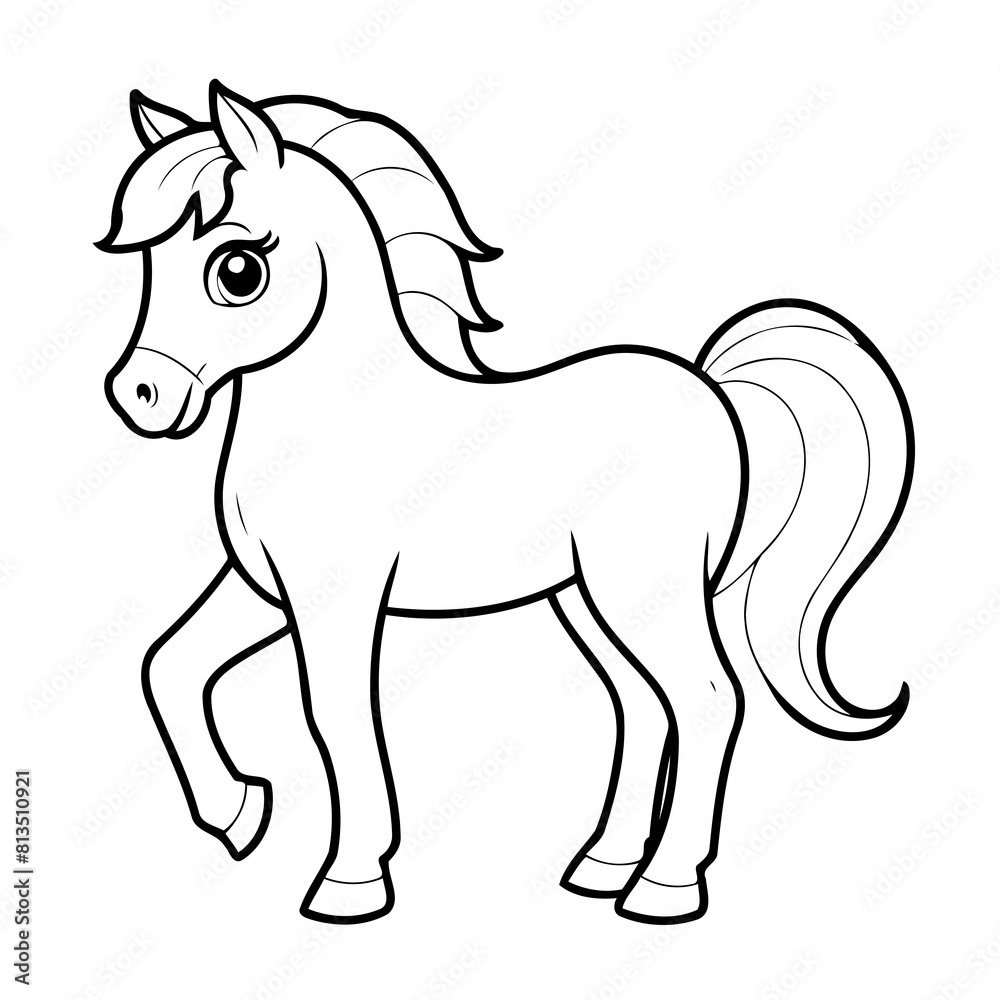 Cute vector illustration horse drawing for toddlers colouring page Cute vector illustration horse drawing for toddlers colouring page