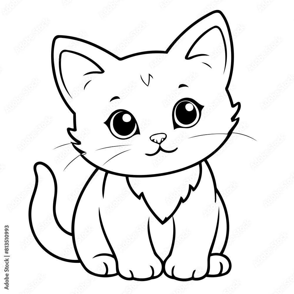 Vector illustration of a cute kitten doodle for children worksheet Vector illustration of a cute kitten doodle for children worksheet