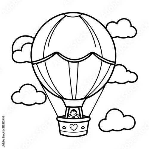 Cute vector illustration hotair for toddlers colouring page