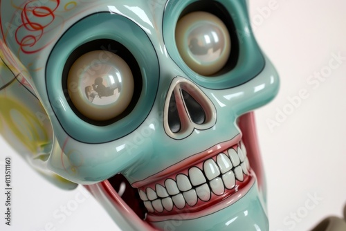 A whimsical and playful representation of a skull X-ray, super realistic