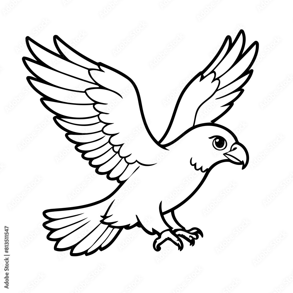 Fototapeta premium Vector illustration of a cute Eagle drawing for kids colouring activity