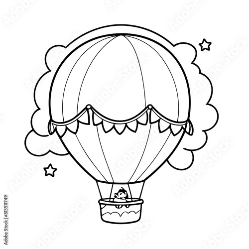 Cute vector illustration hotair doodle for kids coloring worksheet