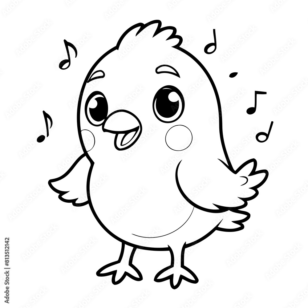 Cute vector illustration Bird hand drawn for kids page Cute vector illustration Bird hand drawn for kids page