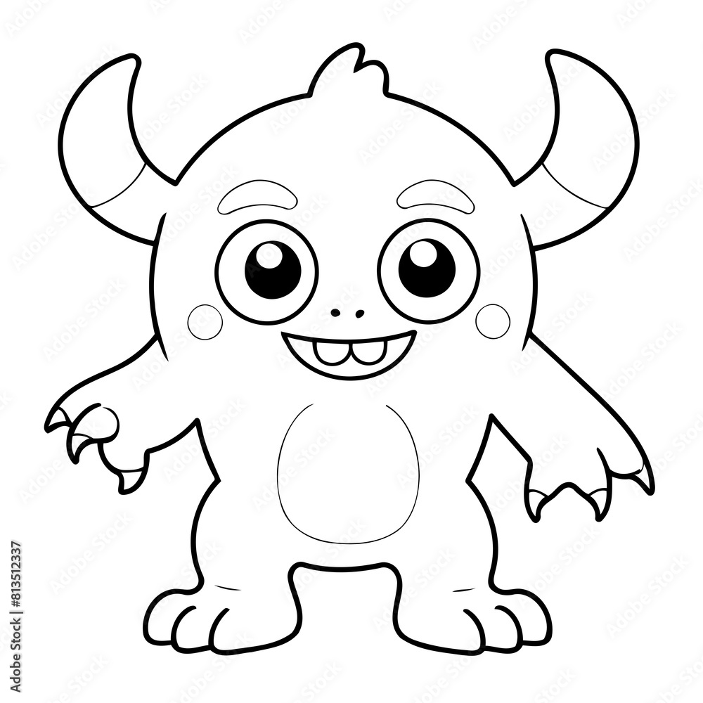 Vector illustration of a cute friendly doodle for toddlers colouring page Vector illustration of a cute friendly doodle for toddlers colouring page