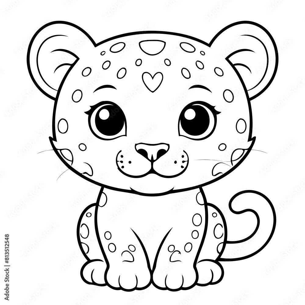 Simple vector illustration of jaguar drawing for kids colouring activity Simple vector illustration of jaguar drawing for kids colouring activity