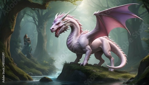 Fantasy creatures such as dragons unicorns and m upscaled 2 photo