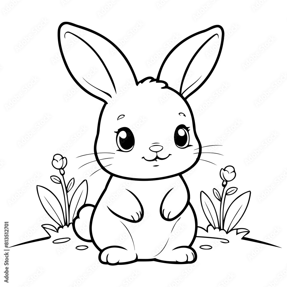 Simple vector illustration of rabbit drawing for kids colouring activity Simple vector illustration of rabbit drawing for kids colouring activity