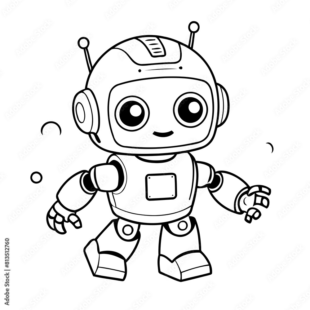Simple vector illustration of Robot doodle for toddlers worksheet Simple vector illustration of Robot doodle for toddlers worksheet