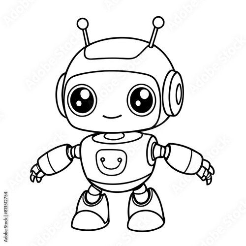 Simple vector illustration of Robot doodle for toddlers worksheet