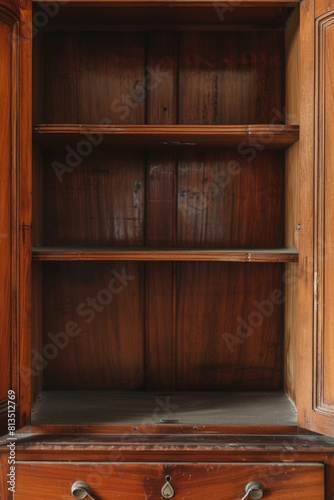 Closeup shot of an opened cabinet, it is empty 