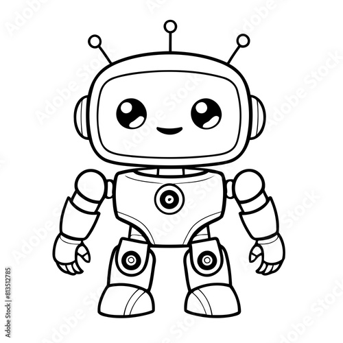 Cute vector illustration robot hand drawn for kids page