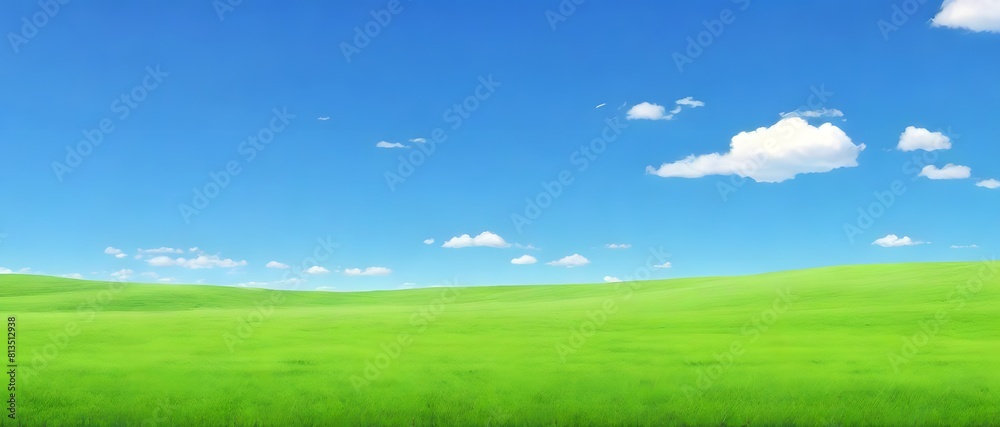 landscape with grass and blue sky, ai generated