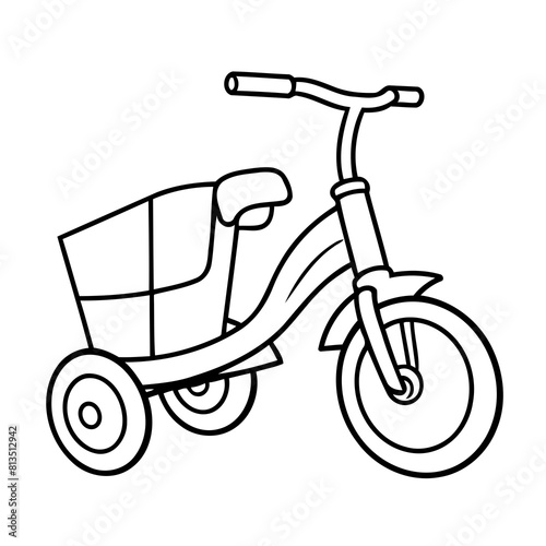 Vector illustration of a cute Tricycle drawing for kids page