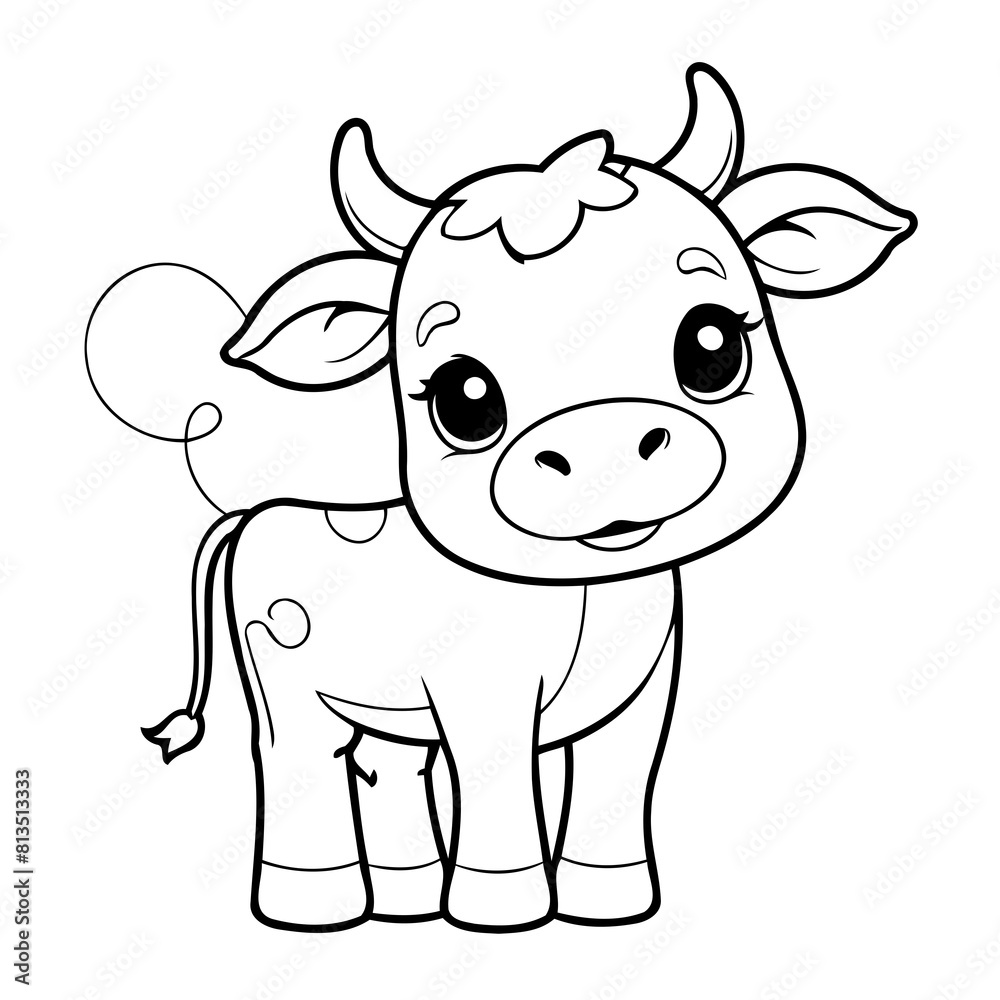 Simple vector illustration of cow hand drawn for toddlers Simple vector illustration of cow hand drawn for toddlers