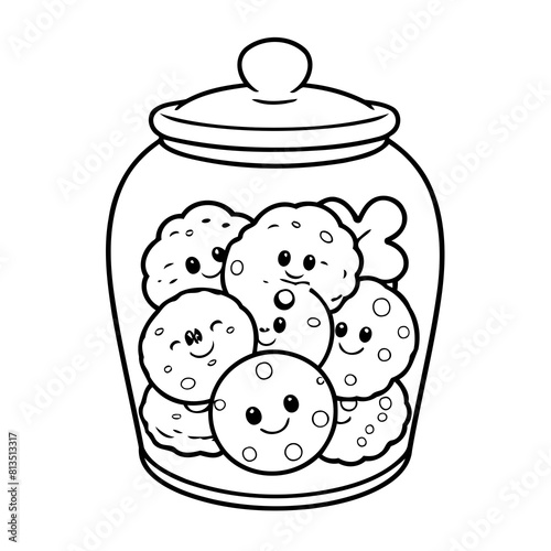 Simple vector illustration of cookie for toddlers colouring page