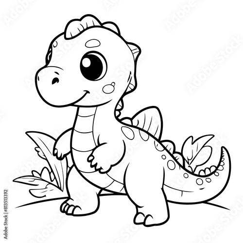 Cute vector illustration Dinosaur drawing for kids page