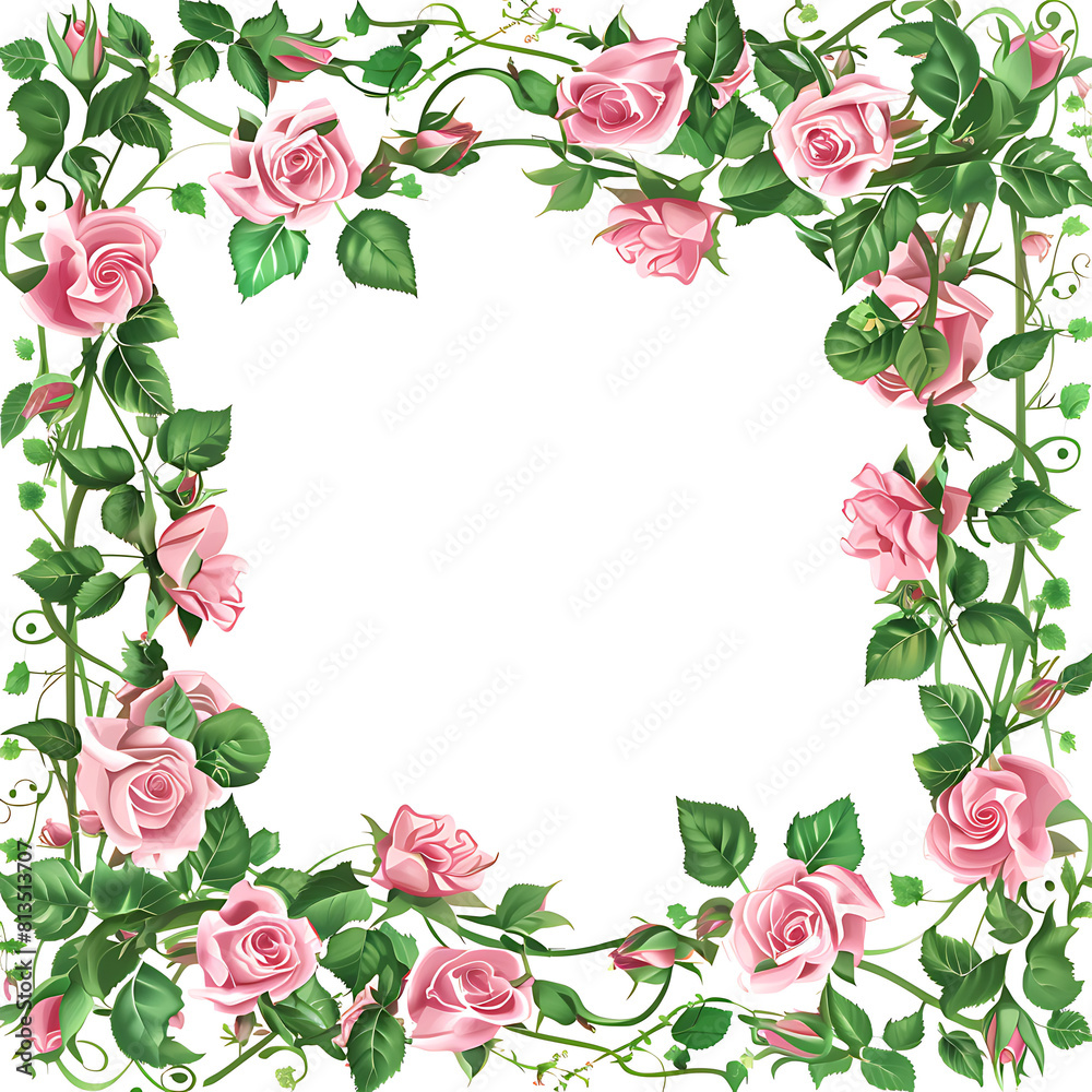 frame with roses