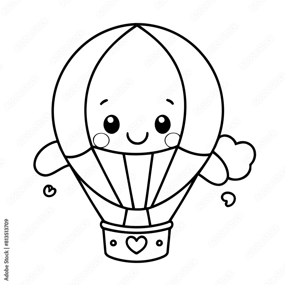 Simple vector illustration of hotair for toddlers colouring page Simple vector illustration of hotair for toddlers colouring page