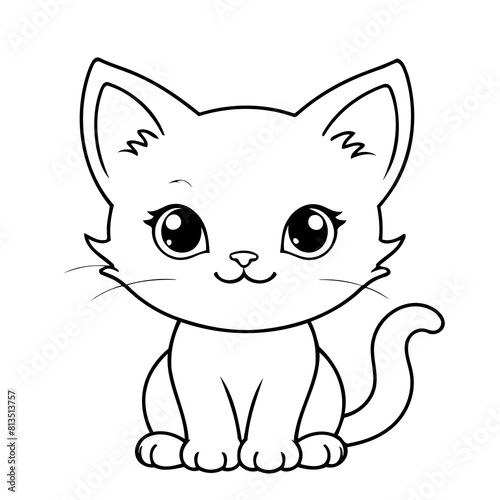 Vector illustration of a cute kitten doodle for children worksheet