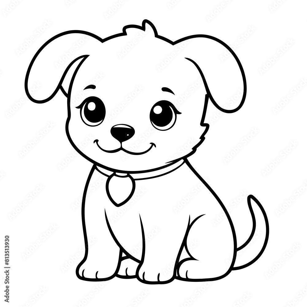 Simple vector illustration of puppy for toddlers colouring page Simple vector illustration of puppy for toddlers colouring page