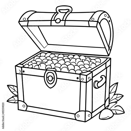 Simple vector illustration of treasure outline for colouring page
