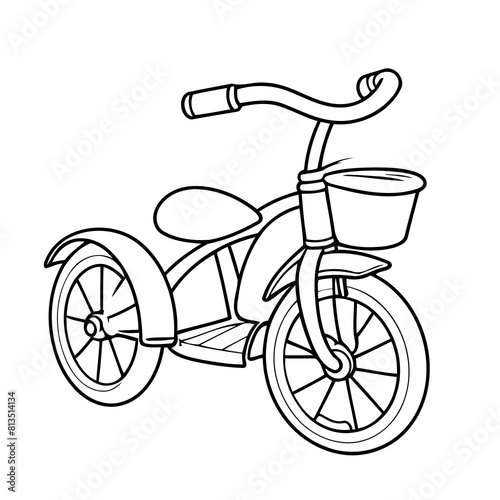 Vector illustration of a cute Tricycle doodle for kids colouring page