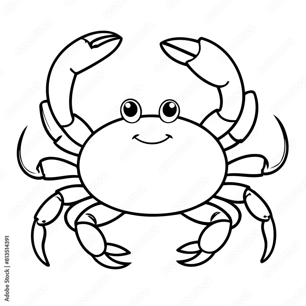 Simple vector illustration of crab drawing for toddlers coloring activity Simple vector illustration of crab drawing for toddlers coloring activity