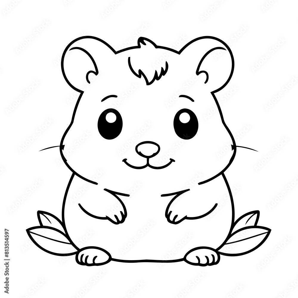 Cute vector illustration hamster drawing for toddlers colouring page Cute vector illustration hamster drawing for toddlers colouring page