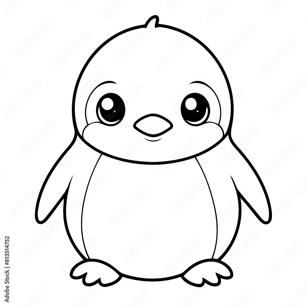 Simple vector illustration of penguin drawing for children page Simple vector illustration of penguin drawing for children page