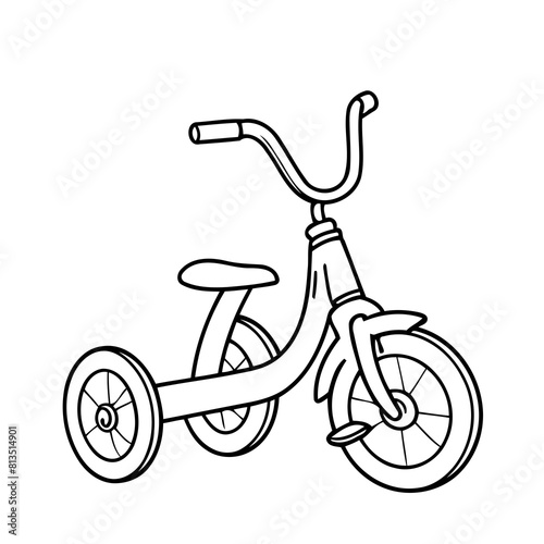 Cute vector illustration Tricycle hand drawn for kids coloring page