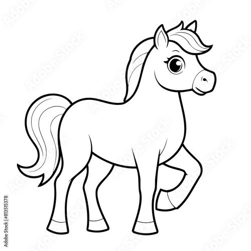 Vector illustration of a cute horse doodle for kids coloring worksheet